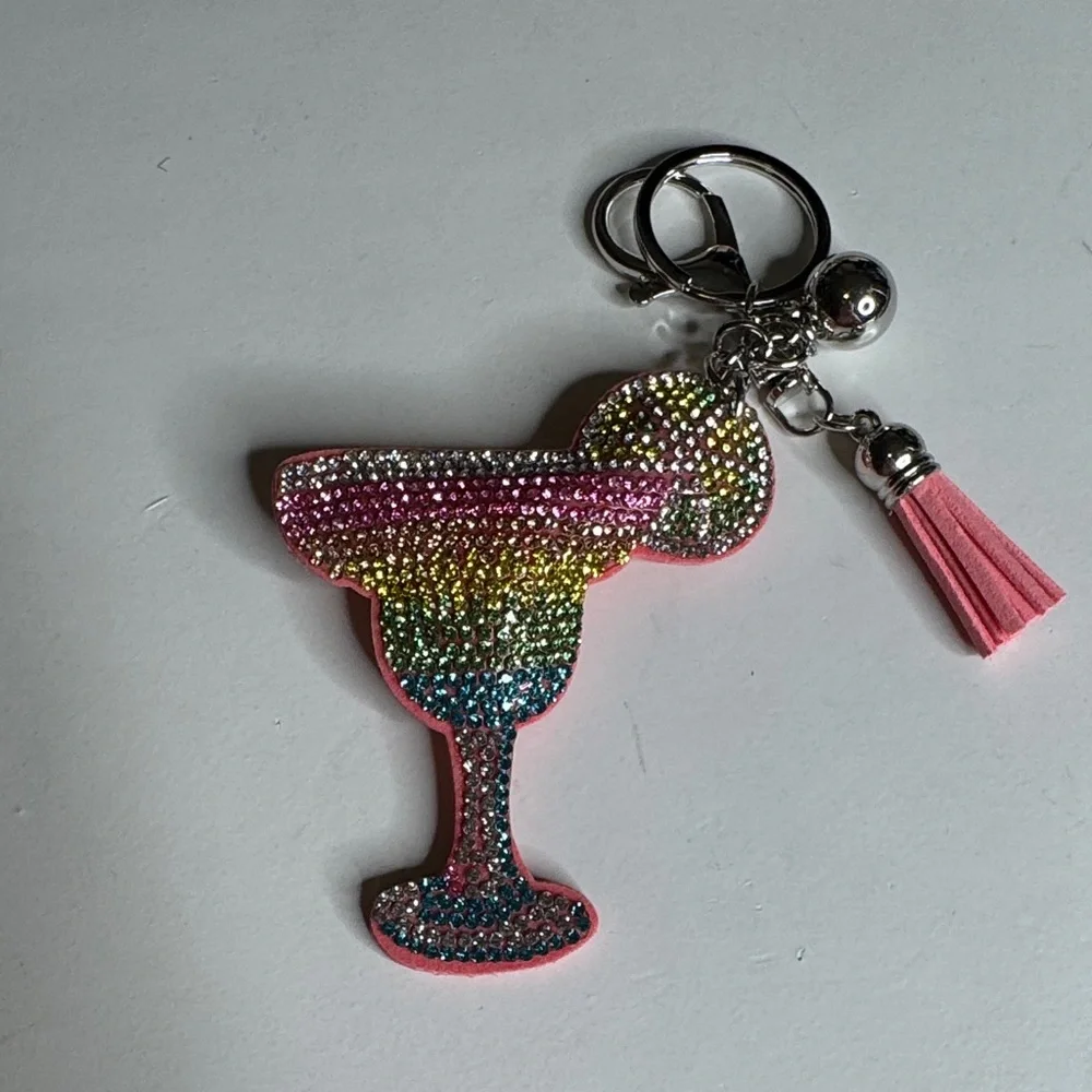 Colorful Cocktail Keychain with Tassel